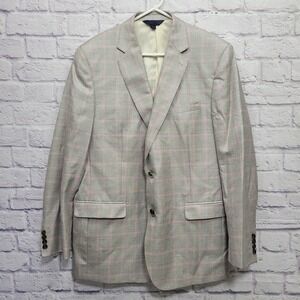 Max Davoli Baroni Silk Wool Blazer Jacket Sz 44L Cessilstrona Italian Windowpane